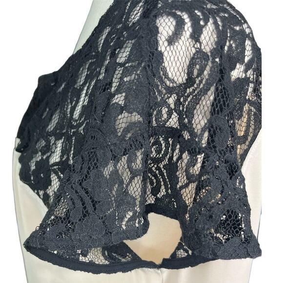 Maeve x Anthropologie Sheer Rashel Lace Blouse, Black/Tan, size Medium - Picture 3 of 11